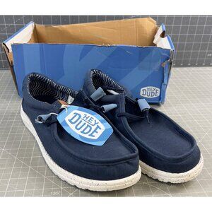 Hey Dude Men’s Wally Elevated Basics Moccasin Sz. 12 Navy Canvas Shoes